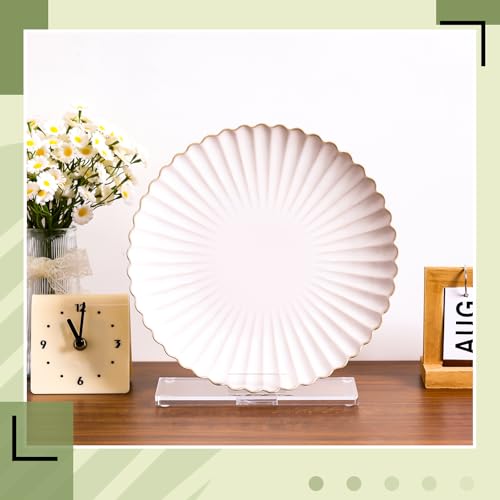 RattanView 6 Inch Acrylic Plate Stand for Display Acrylic Easel Holder Clear Picture Frame Book Magazine Stand with Square Block Base for Table Home Office Exhibit - size: 6 inch