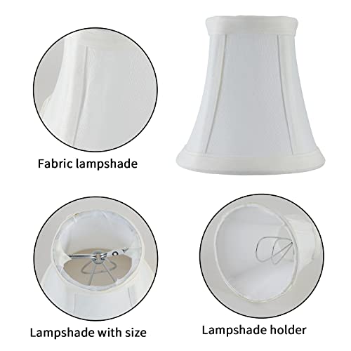 EFINEHOME Mini Lamp Shade Clip On Bulb for Candelabra Bulbs- Barrel Fabric Shade ONLY for Candle Bulbs Chandelier Wall Lamp DIY Lighting Accessories (1, White) - color: White