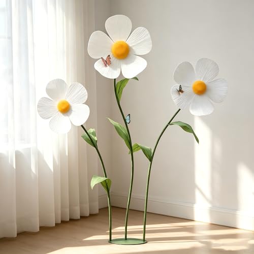 5.7 Ft Giant Artificial Flowers Large Five-Petaled Daisy Big Flowers Decoration for Birthday Party Garden Office Home Wedding Graduation Shop Window Display(White) - color: White