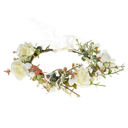 Vividsun Bridal Green Leaf flower Crown Eucalyptus Floral Headband Wedding Festivals Photo Props (C- leaf white) - color: C- leaf white