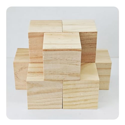 8Pcs 2inch Unfinished Natural Wooden Cubes, Square Craft Wood Blocks for DIY Projects, Blank Wood Squares for Art, Building, Personalized Crafts, Wedding Decor, and Creative Displays - size: 5cm