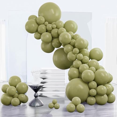 PartyWoo Sage Green Balloons 85pcs Different Sizes of 18 12 10 5 Inch Olive Boho Green Latex Balloon Arch Kit for Wedding Birthday Dinosaur Jungle Golf Football Theme Party Decorations Green-F11 - color: Green-f11