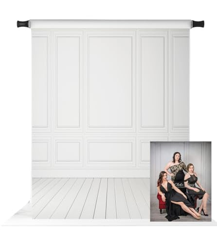 Kate 5x7ft White Grey Wall Photography Backdrop Classic Vintage Texture Wood Floor Background Portrait Backdrop for Photo Studio - size: 5x7ft
