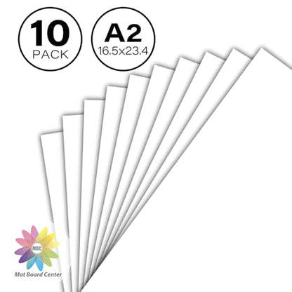 Mat Board Center, 10 Pack A2 White Backing Boards, Cardboard Backing for 16.5x23.4 Frame, Print, Art, Photo and More - size: 16.5x23.4 (A2)