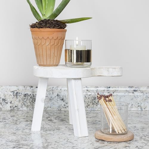 Creative Co-Op Decorative Wood Pedestal, White - color: White, size: Round, style: Round