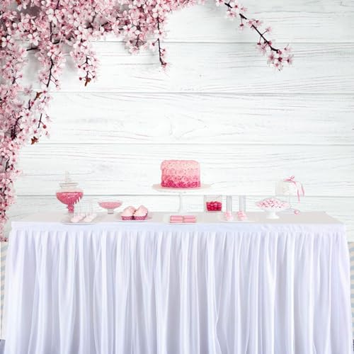 9x6ft Valentine's Day Backdrop Countryside Rustic White Wood Plank with Wood Texture Spring Pink Blossom Peach Apricot Cherry Background Children Baby Adults Portraits Backdrop - size: 9x6ft