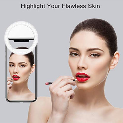 Selfie Ring Light, QIAYA Portable Clip Selfie Light with 36 LED for Smart Phone Photography, Camera Video