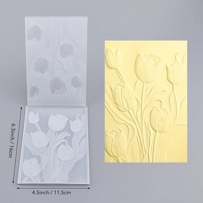 Briartw 3D Embossing Folder for Card Making Adding Textured Detail to Paper Crafting 6.3x4.5inch Clear Texture Plate Perfect for Heavyweight Cardstock (≥250gsm/92lb),Tulip Texture Template - color: Tulip