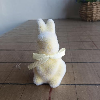 Easter Tree Topper Bunny,Spring Festival Moss Rabbit Ornament | Flocking Bunny Topper | for Home Farmhouse Party Mantel Cabinet Porch Basket Gathering Celebration - color: Yellow