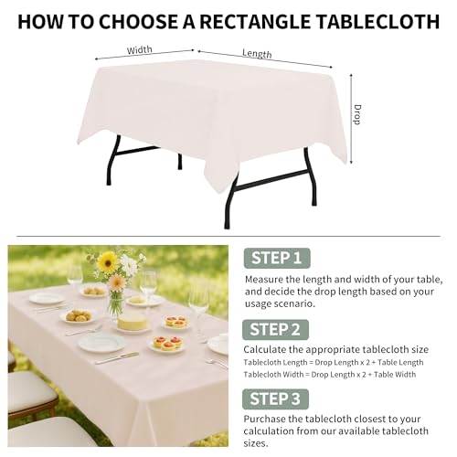 Tablecloths 60x102 Inches Textured Fabric,Natural Water Resistant Spill Proof Table Cloth Table Covers for Dining, Wedding and Parties，Ivory - color: Ivory, size: 60" x 102" (Rectangular)