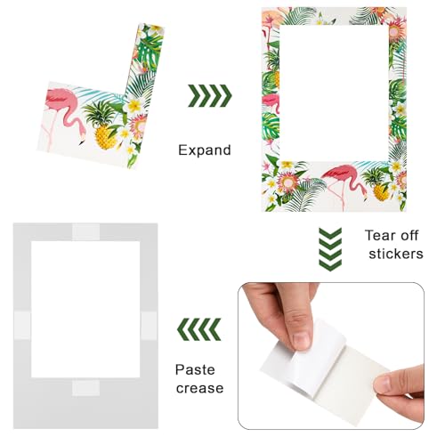 Relaxweex 13 Pcs Luau Photo Booth Props Hawaiian Party Decorations, 12 Pairs Beach Themed Funny Summer Glasses, 1 PC Summer Photo Frame, Tropical Party Supplies Favors(Flamingo Frame) - style: Flamingo Frame