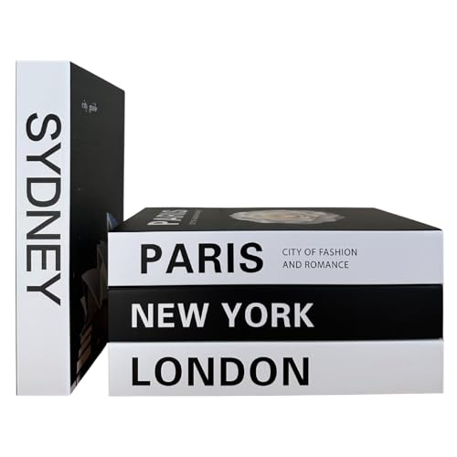 PROBENEX Urban Large 4 PCS Faux Decorative Books | Not Real Books, Cardboard Foldable Display Props | NYC London Paris Sydney City Theme Book Set | Modern Minimalist Coffee Table Decor - color: L_urban_large