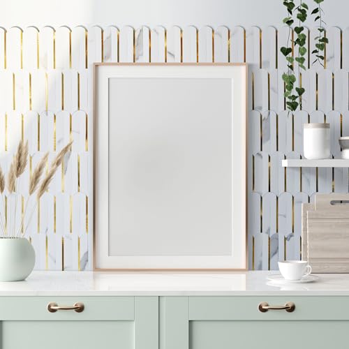 DICOFUN 10-Sheet White & Marble Look Peel and Stick Backsplash for Kitchen, PVC Stick on Backsplash Wall Tiles - color: Fish Scale/White and Marble Look, size: 10 Sheets, 12"x12"x0.12"