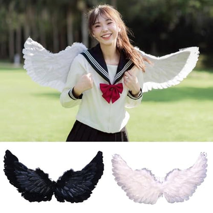 Fairy Wings Angel Feather Wings with Elastic Straps Costume Cosplay Photography Props Halloween Supplies - color: Red, size: 31.5"X15.75"
