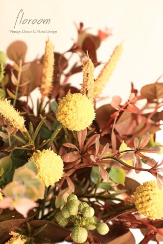 Floroom Artificial Greenery Stems Box Set, 62pcs with 7 Kinds of Faux Greenery Flowers Picks for DIY Bridal Bouquets Wedding Floral Arrangement Table Centerpieces, Terracotta & Amber - color: Terracotta & Amber