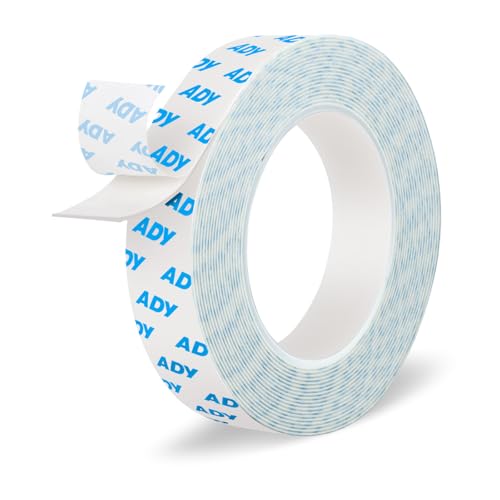 ADY Double Sided Tape for Walls Removable Heavy Duty 1in x 20ft, Mounting Tape No Nail Drilling,Picture Hanging Adhesive Strips Damage Free for Rent Room, Poster Stick Tape - color: White