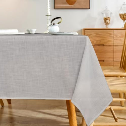 Linen Textured Rectangle Tablecloth, Slubby Lightweight Table Cloth 52 x 108 Inch, Water Resistant Stain Resistant Farmhouse Burlap Table Cover for Kitchen Dining Room - color: Light Grey, size: 108" x 52" (Rectangular) (1 Pack)