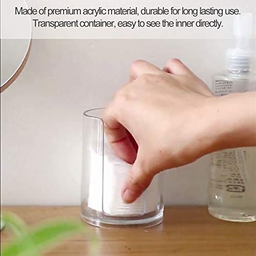 Dioche Round Clear Acrylic Makeup Cotton Pad Swab Holder Makeup Cosmetic Storage Organizer Box, Clear Acrylic Cotton Pad Container