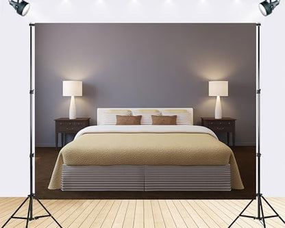 Trykid 6x6ft Neutral Tone Bedroom Bed Backdrop Cozy Home Interior Scene Photography Background Relaxation Gathering Party Decoration Tapestry Photo Booth Prop Fabric - size: 6x6ft