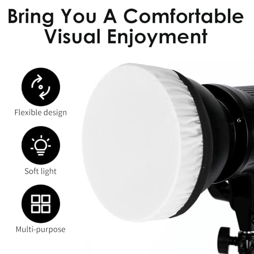 Mabor 2Pcs Light Diffuser, 7"/18cm Round Light Softbox Cover – White Nylon & Oxford Fabric for Studio Strobe, Photography, Soft Even Lighting