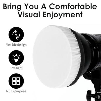 Mabor 2Pcs Light Diffuser, 7"/18cm Round Light Softbox Cover – White Nylon & Oxford Fabric for Studio Strobe, Photography, Soft Even Lighting