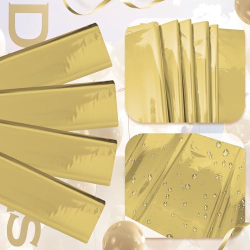 2pcs Champagne Gold Foil Tablecloth 54*72inch Plastic Wedding Birthday Party Table Cloths Light Gold Waterproof Disposable Table Cover for Christmas Grad Elegant Event Anniversary Party Supplies - color: Light Gold