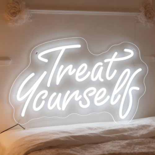 Treat Yourself Neon Sign for Wall Decor Light Up Letters Led Sign Birthday Party Signs Led Decorative Night Signs Girls’ Room Decorations Christmas Party Gifts for Girl Friends Bedroom Home - color: DG13