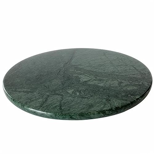 Natural Round Marble Tray Glossy Pastry Board for Dessert, Cheese, Coffee, Smooth on Both Sides (Green) - color: Green