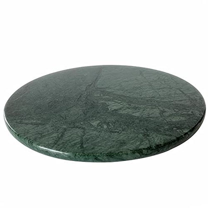 Natural Round Marble Tray Glossy Pastry Board for Dessert, Cheese, Coffee, Smooth on Both Sides (Green) - color: Green