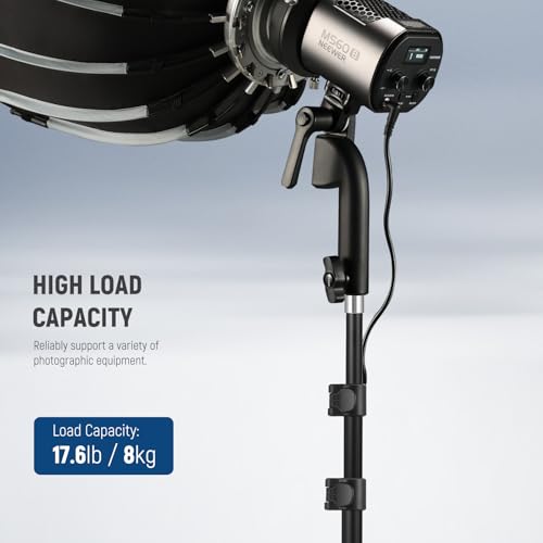 NEEWER 71" Portable Metal Camera Tripod Stand, Reverse Folding Light Tripod with LED Light Ring, Reflector, Flip Locks for Live Streaming, Vlog, Video Recording, ST180R - size: 180cm
