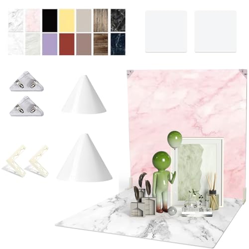 11PCS Large 24x24IN Photo Backdrops Board with Light Cone Kits, Photography Backdrop Seamless Flat Lay Paper, Light Cones, Brackets Clips Props Shoot for Jewlery Cosmetics Food Make-up - color: black yellow