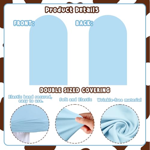 2Pcs Cow Print Arch Backdrop Covers Set Light Blue Brown(7.2ft+6ft), Spandex Fitted Arch Stand Covers for Baby Shower Birthday Bridal Shower Western Farm Cowboy Photo Booth Background - color: Light Blue & Brown-Cow Print, size: 7.2FT/6FT
