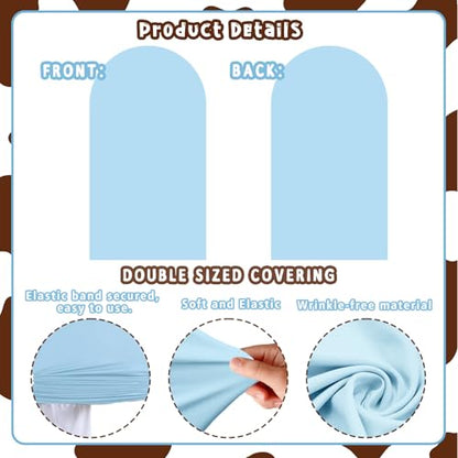 2Pcs Cow Print Arch Backdrop Covers Set Light Blue Brown(7.2ft+6ft), Spandex Fitted Arch Stand Covers for Baby Shower Birthday Bridal Shower Western Farm Cowboy Photo Booth Background - color: Light Blue & Brown-Cow Print, size: 7.2FT/6FT