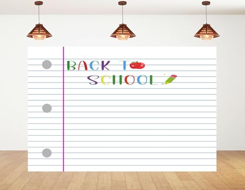 5x3ft Back to School Photography Backdrop Notebook Paper Design with Colorful Text Photo Background Decoration for Composition Classroom Bulletin Board Party Supplies for Classroom Office - size: 5x3ft