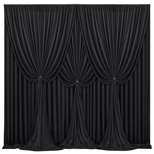 24x10FT Black Backdrop Curtains for Wedding Parties, Wrinkle Free Polyester Photography Backdrop Drapes for Wedding Baby Shower Birthday Parties Stage Background Stand Decorations 4x10ft,6 Panels - color: Black, size: W4' x H10'(6 Panels)