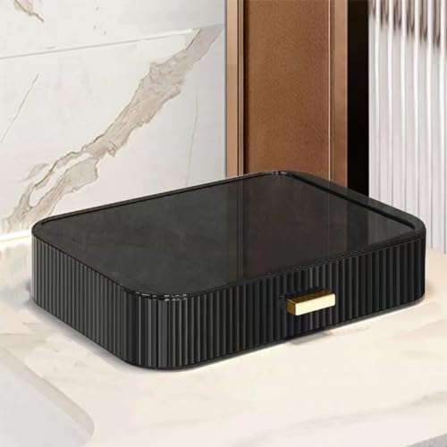 Stackable Makeup Organizer Drawers, Bathroom Vanity Organizers and Storage, Ideal for Desk and Dresser Countertops, Great for Cosmetics, skincare, Lipsticks, Nail Care -Black - color: Clear Black, size: Drawer Only