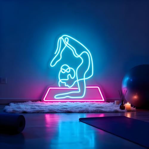 Neon Sign for Wall Decor Light Up Letters Business Led Sign Birthday Party Gifts Led Decorative Night Signs Room Decorations Party Signs for Yoga Studio Fitness Center Opening (Yoga) - color: yoga