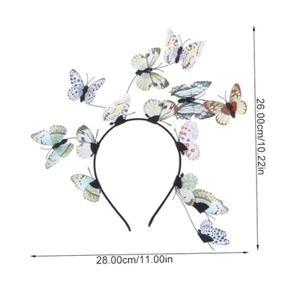 SEWACC 2pcs Butterfly Hairband Set for Women Brides, Wedding Photo Props, Plastic Headbands in Plain Blue and Neutral Colors, Bridal Hair Accessories for Photography and Special Occasions