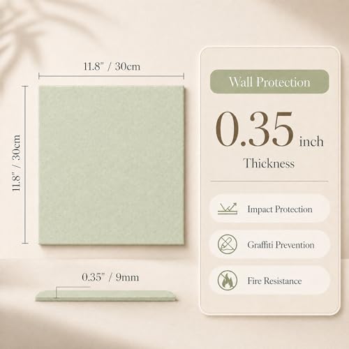 Large Cork Boards for Walls – 36" x 24" Self Adhesive Felt Wall Tiles, Ideal for Office Black Bulletin Board, Easy to Install Pin Board Photo Board(Sage Green) - color: Sage Green, size: 24" X 36"