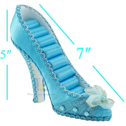 Ring Holder High Heel Shoe Design Fashion Jewelry Organizer Display Birtyday Gift (Turquoise) - color: Turquoise