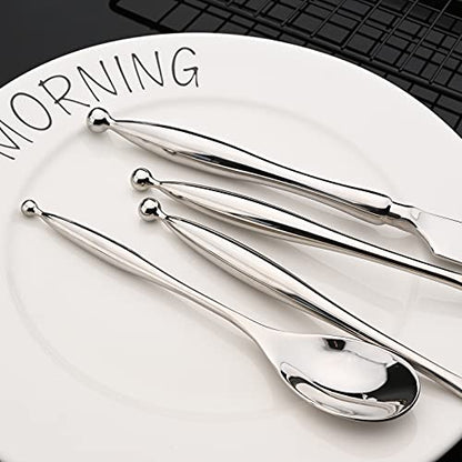 JASHII Silverware, Luxury Royal 16 Pieces 18/10 Stainless Steel Steak Knife and Spoon Fork Flatware Utensils Set Service for 4, Simple Look, Modern Design, Dishwasher Safe