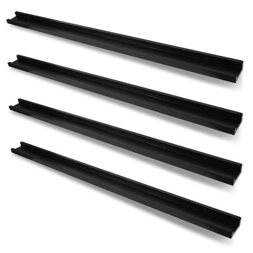 Picture Ledge Shelf 57",Narrow Long Floating Shelves for Wall Set of 4，Large Wood Rustic Photo Frames Vinyl Record Storage Display Nursery Kids Bookshelf Decor for Living Room Bedroom Kitchen,Black - color: Black, size: 57 Inch