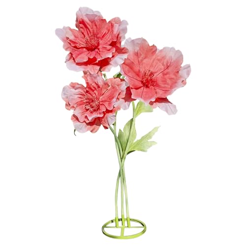 3pc Artificial Giant 3D Flowers Decorations - Huge Adjustable Height Faux Flower for Wedding Birthday Party Shop Window Display Arrangement Event Decoration (Red) - color: Red Peony