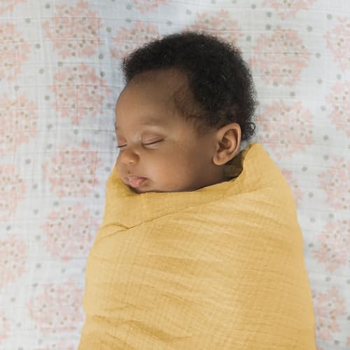 SwaddleDesigns Cotton Muslin Swaddle Blankets for Baby Boy & Baby Girl, Set of 4, Neutral Receiving Blankets for Newborn, Baby Registry & Gift, 46x46 inches, Apricity - color: Apricity