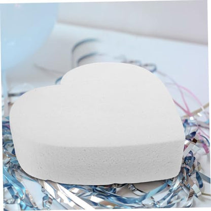 OSALADI Heart Shaped Foam Cake Model 10 Inch Baking Practicing Tool White Foam Bakery Cake Decorating Prop for Wedding Party Photography