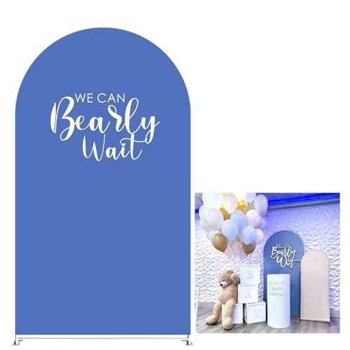 Lake Blue Arch Backdrop Stand Covers Baby Shower Party Decorations We Can Bearly Wait Theme Arches Background Fabric Cover Birthday Parties Banquets Decor Props (2.2x5FT) - color: Kp-gx-2355, size: 2.2ftx5ft (Only Cover)