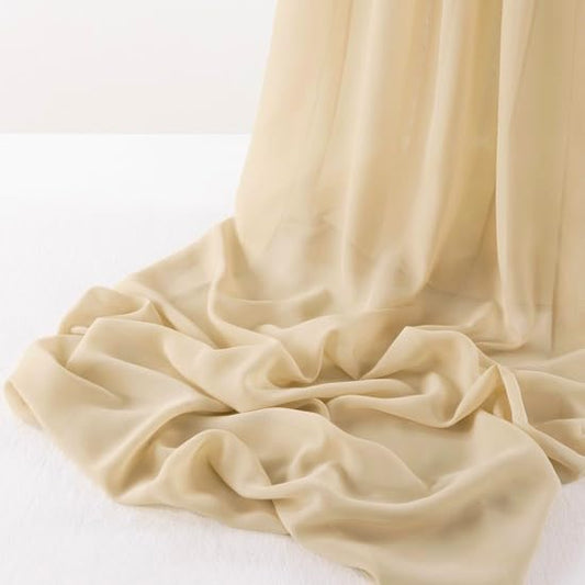 MLMW Chiffon Fabric Sheer Fabric by the Yard 5 Yards 60" Wide Champagne Wedding Arch Draping Fabric Tulle Fabric for Party Backdrop Curtain Arch Ceiling Decor - color: Champagne, size: 5 Yards