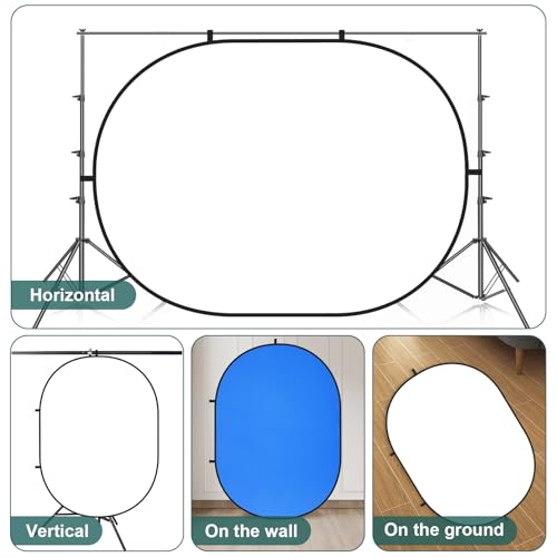 Kate 5x6.5ft(1.5x2m) Collapsible Backdrop Self Tape White Blue Twist Flex Folding Pop up Backgrounds for Photoshoot, Headshots Photo, Video Calls - color: Blue/White