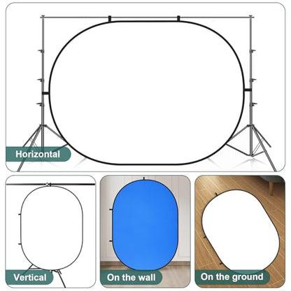 Kate 5x6.5ft(1.5x2m) Collapsible Backdrop Self Tape White Blue Twist Flex Folding Pop up Backgrounds for Photoshoot, Headshots Photo, Video Calls - color: Blue/White