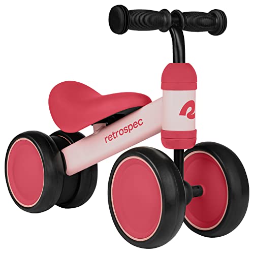 Retrospec Cricket Baby Balance Bike, 4-Wheel Ride-On Toy for Ages 12-24 Months – First Bike & Toddler Bike for 1 Year Old Boys & Girls, First Birthday Gift - color: Blush